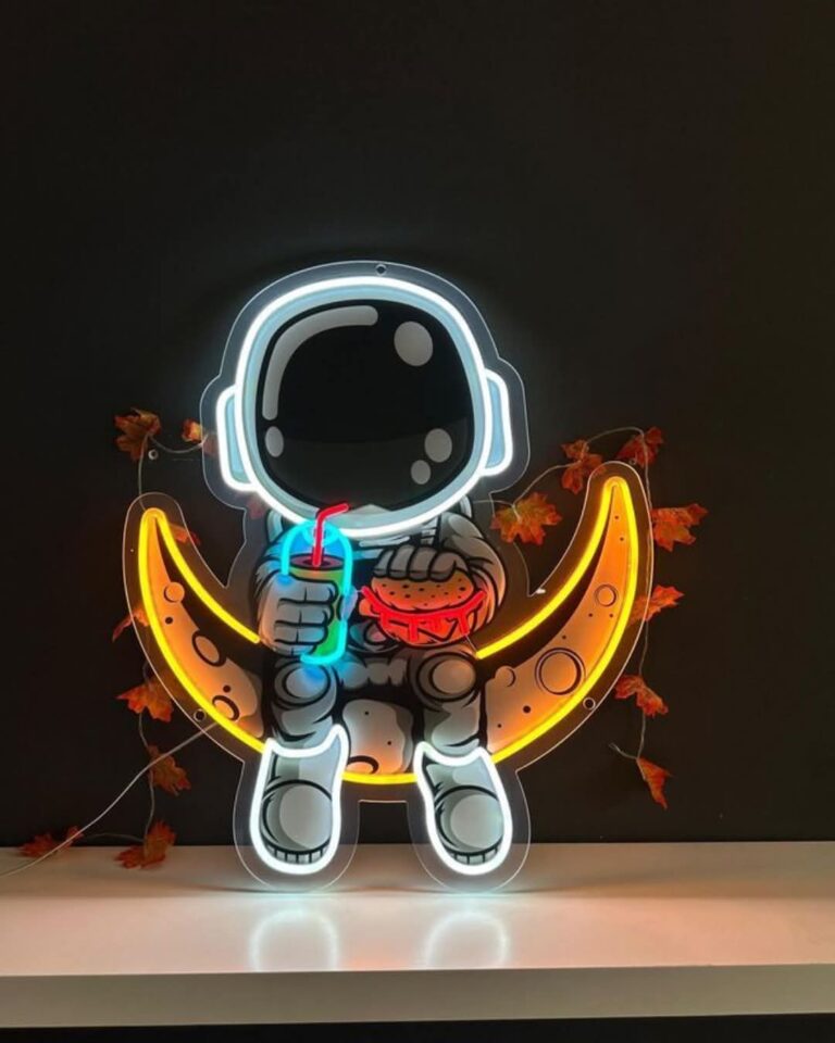 Astronaut on moon neon art board
