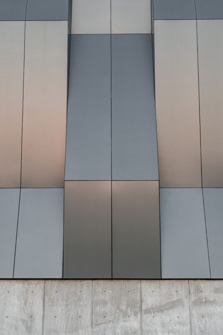 Close-up of aluminium composite panel facade cladding